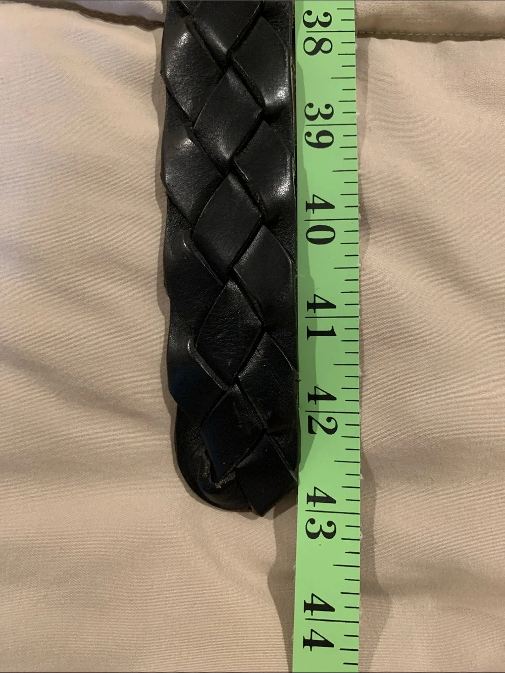 Braided Black Leather Men’s Belt with Brushed Silver Buckle 38